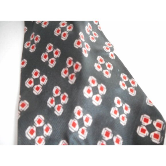 Vintage Black Red abstract square diamond pattern Tie necktie - Picture 2 of 2